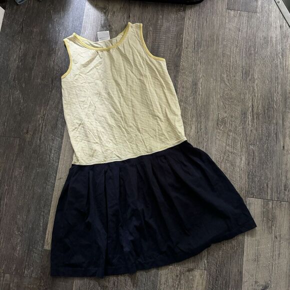 Hanna Andersson Other - Hanna Andersson Yellow Striped Navy Sleeveless Dress Girls 12